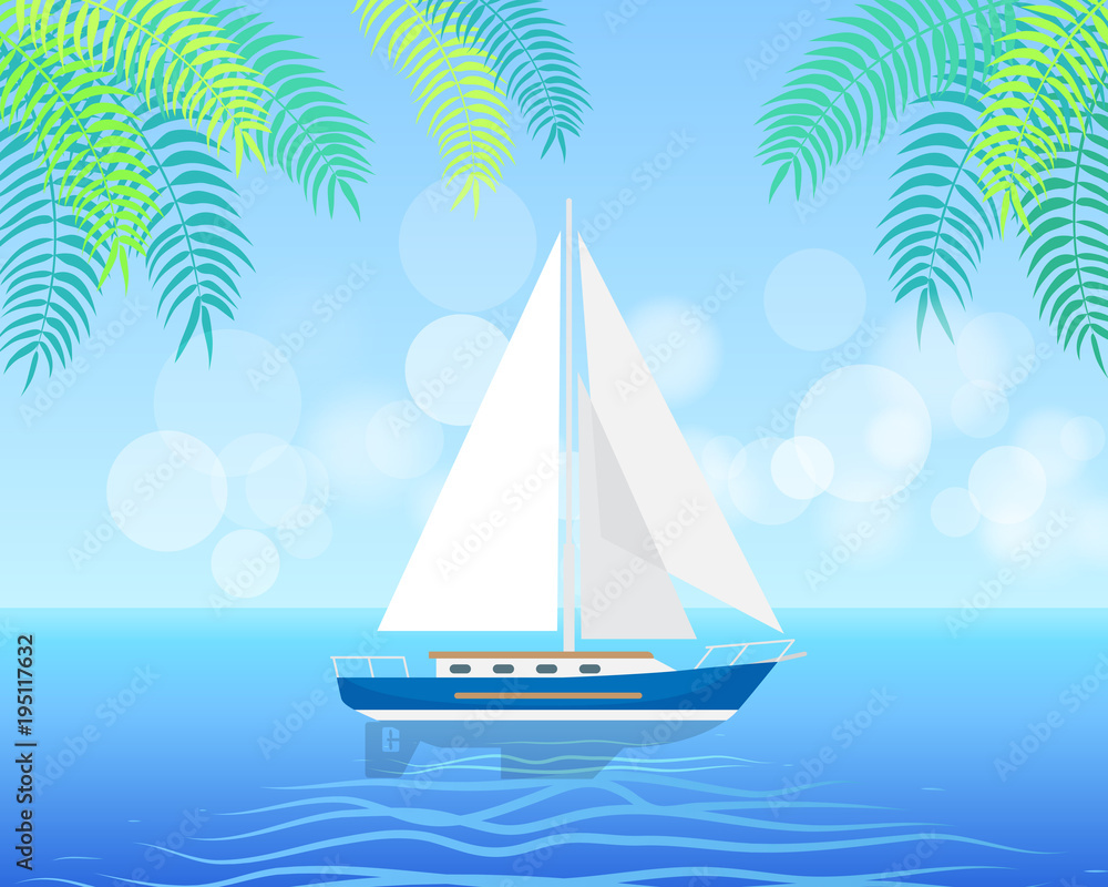 Fototapeta premium Sailboat Isolated on Clean Water in Summertime