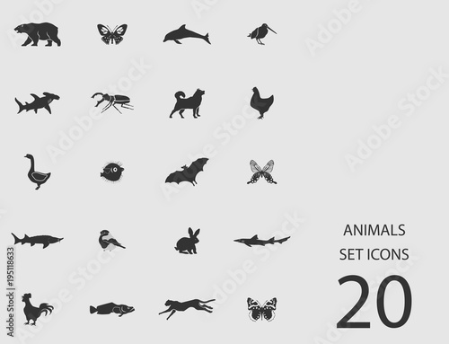 Animals set of flat icons. Vector illustration © kadevo