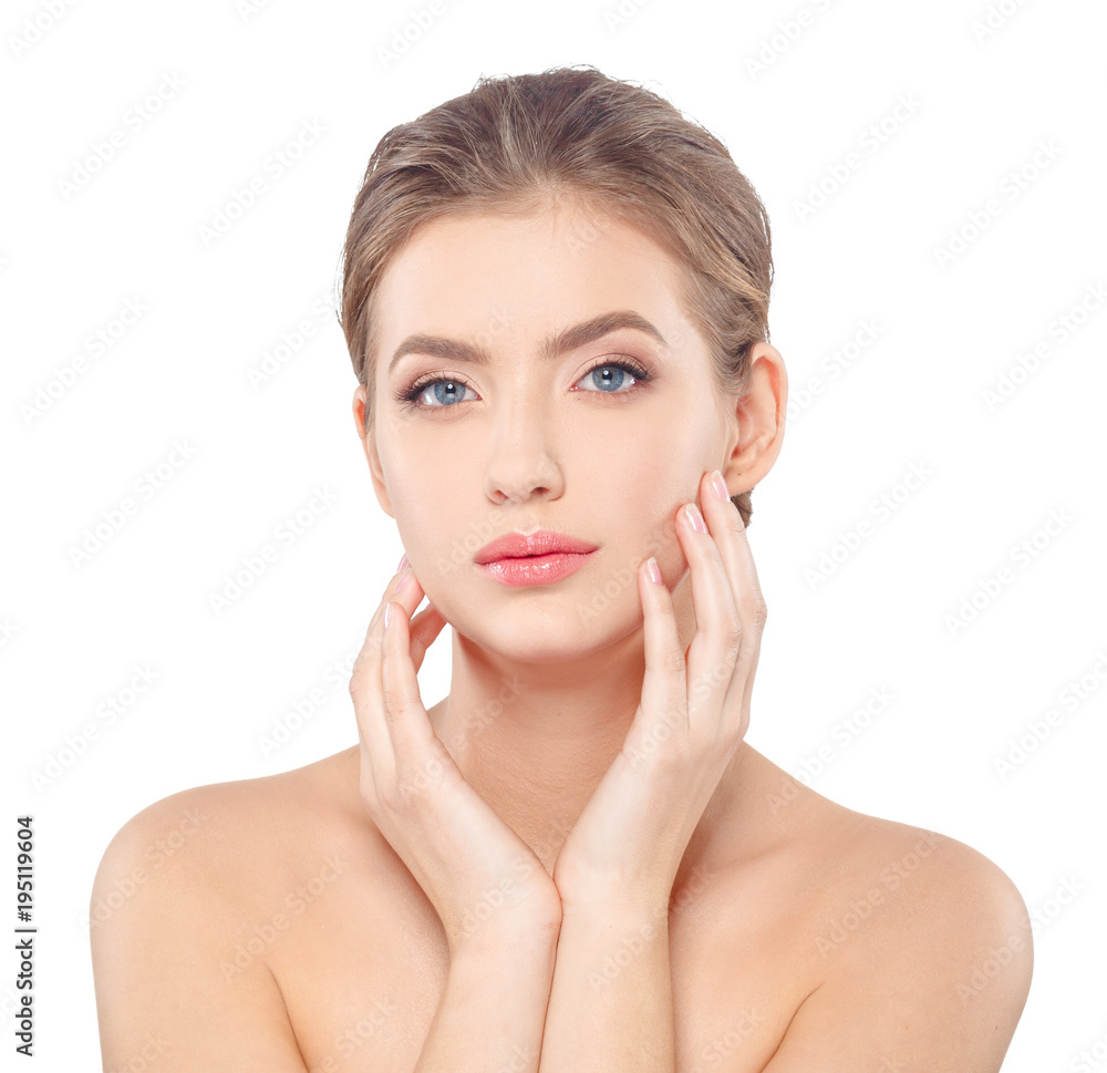 Young beautiful woman face portrait with healthy skin. Young beautiful woman face portrait with healthy skin.