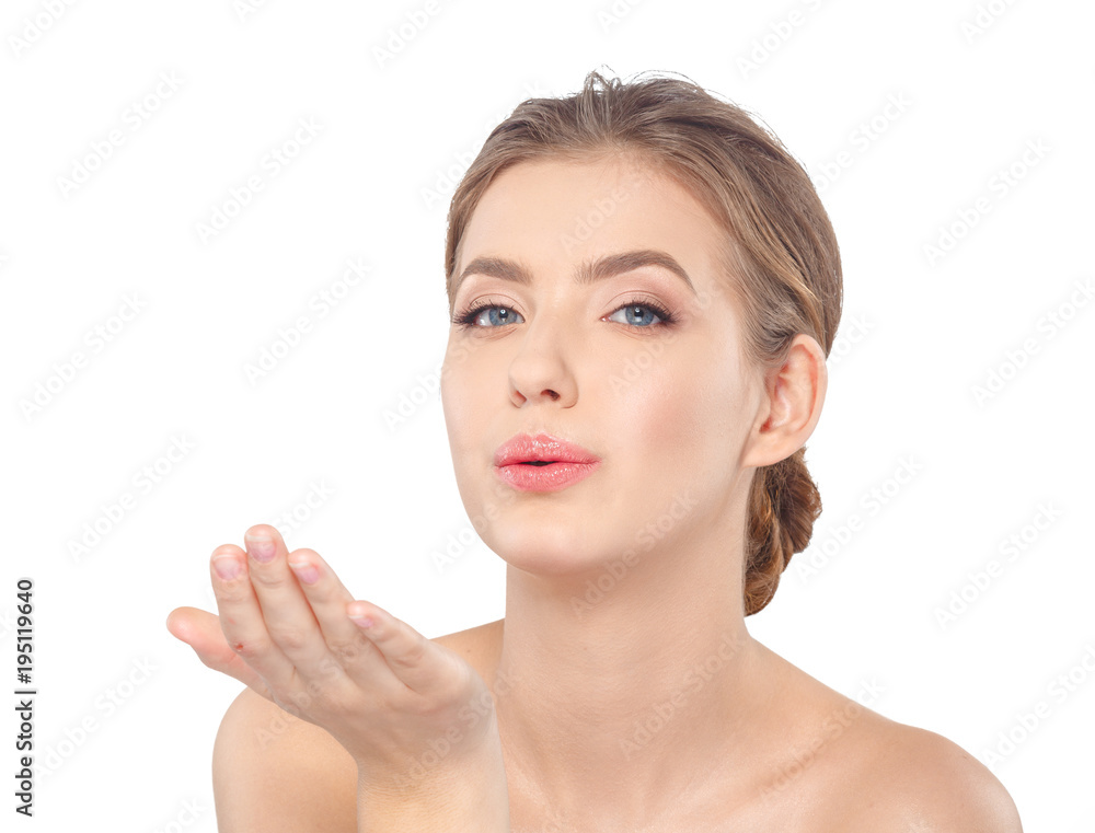 Young beautiful woman face portrait with healthy skin. Young beautiful woman face portrait with healthy skin.