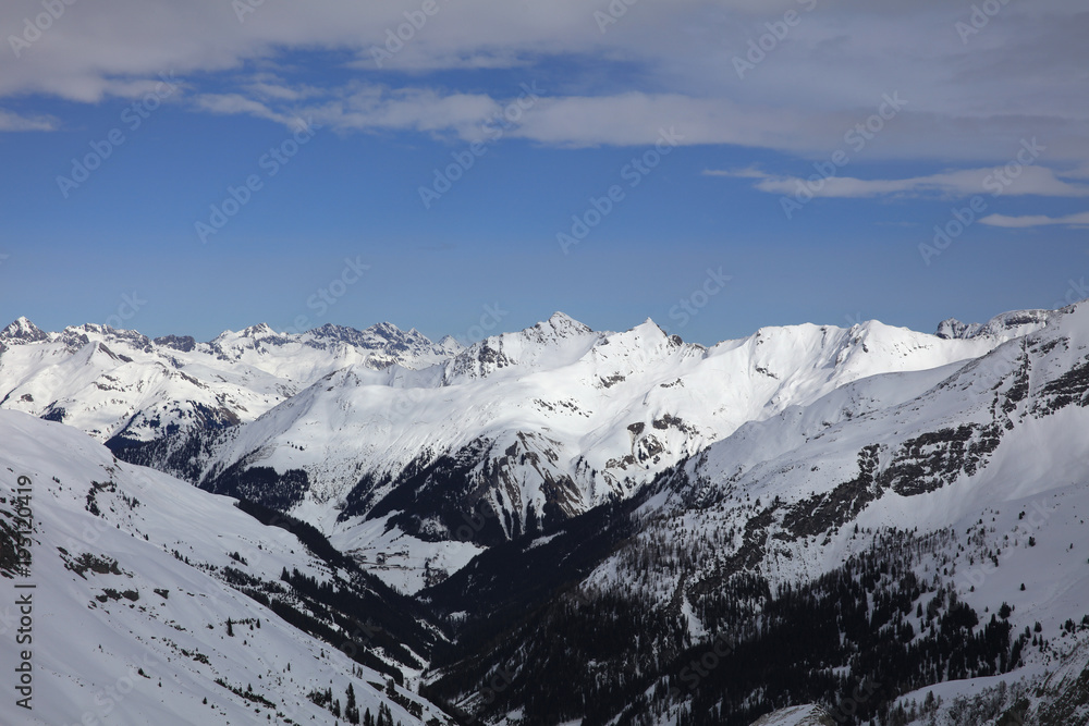 Landscape at Ski Resort in Klostertal Mountains. Austria
