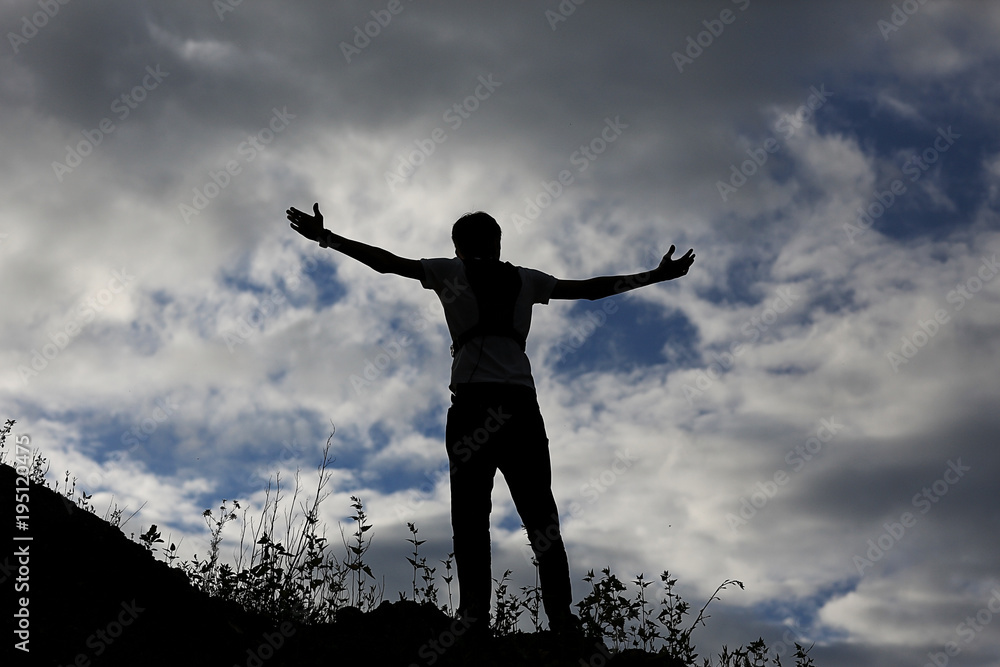 Silhouette monk on the mountain prayer moses faith god Silhouette monk on the mountain prayer moses faith god