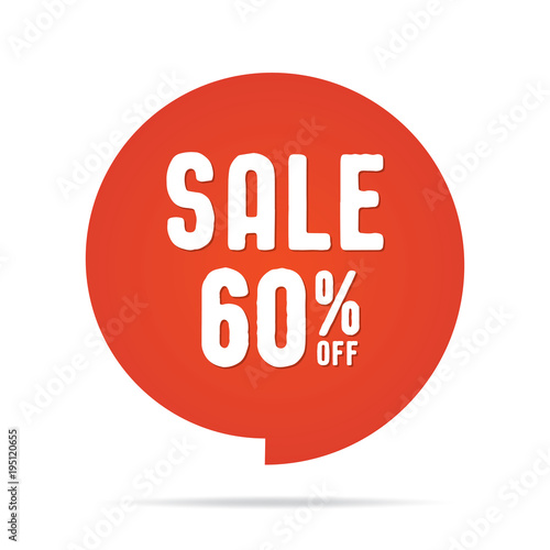 Vol.5 Sale sign set red 60 percent heading design for banner or poster. Sale and Discounts Concept. Vector illustration.