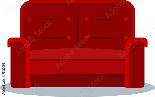 Auditorium and seats in a movie theater. Flat vector cartoon Cinema interior illustration with chair, armchair and sofa. Objects isolated on a white background.