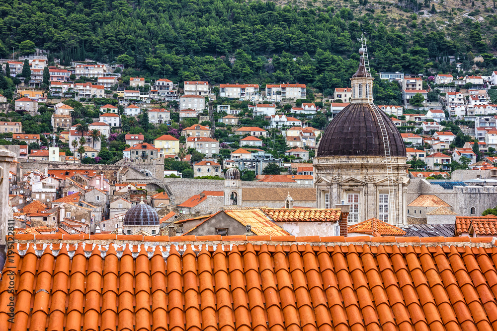 Dubrovnik panorama, Croatia. Ancient town houses view
