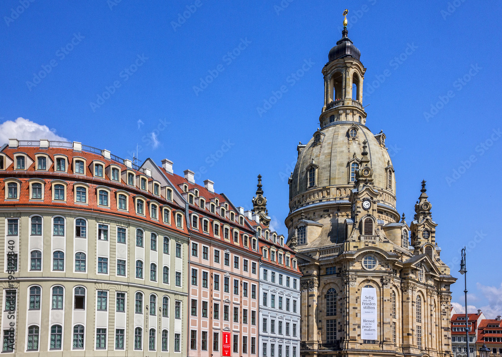 DRESDEN, GERMANY: Frauenkirche Cathedral church architecture