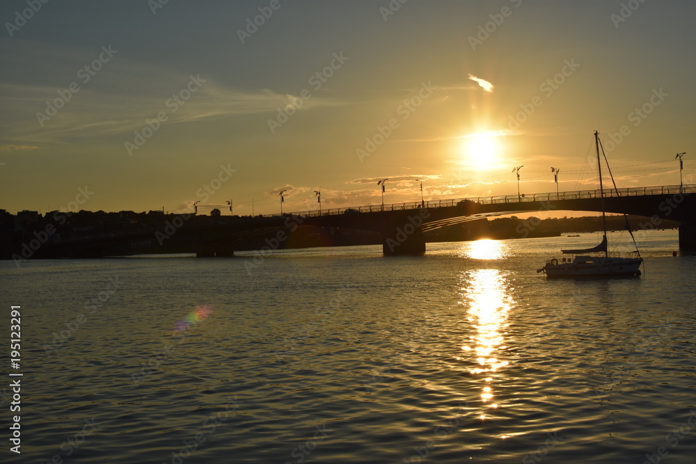 A sunset view of Wexford Bridge from Ferry Bank,Co. Wexford,Ireland