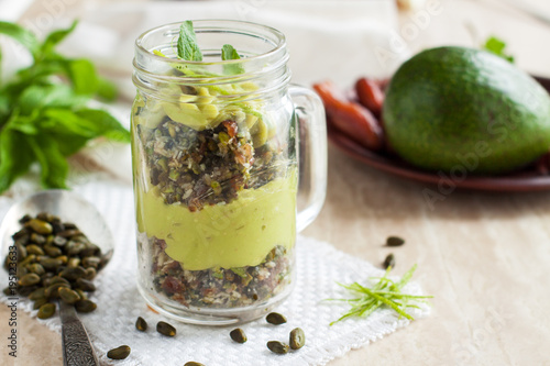 Homemade creamy avocado lime parfait