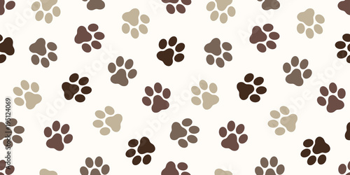 Dog Paw Seamless Pattern vector Cat paw foot print isolated wallpaper background backdrop brown