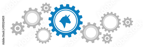 Zahnräder Banner - Einhornkopf