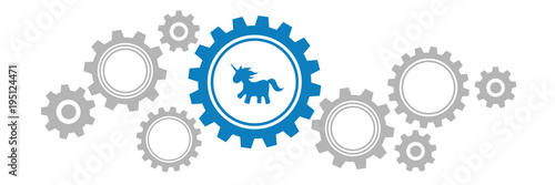 Zahnräder Banner - Einhorn