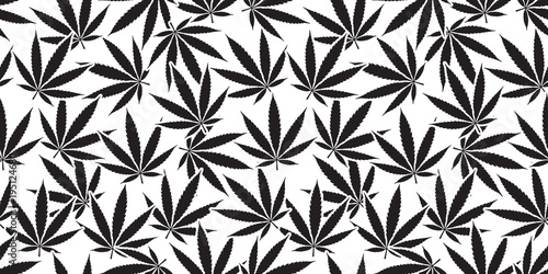 Weed Marijuana cannabis seamless pattern leaf vector isolated background wallpaper white