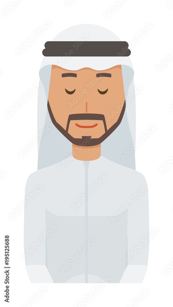 An arab man wearing ethnic costumes is bowing