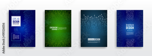 Technology communication element for brochure. Circuit board background for magazine cover. Futuristic hi-tech flyer template. Abstract digital concept booklet. Computer technology illustration.