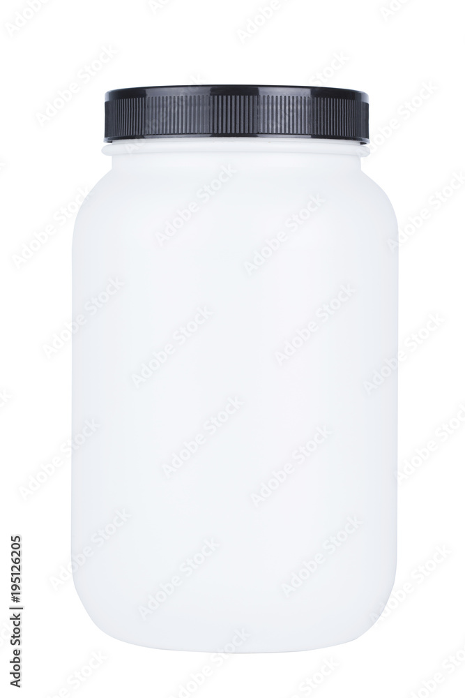 Whey white container empty design label isolated with clippingpath. Whey white container empty design label isolated with clippingpath.