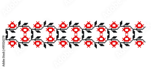 Traditional Romanian folk art knitted embroidery pattern