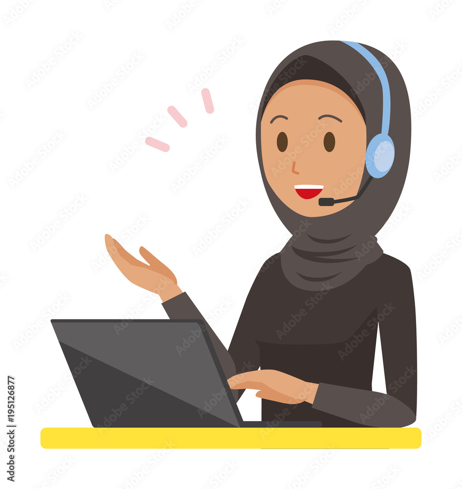 An arab woman wearing ethnic costumes is talking on income An arab woman wearing ethnic costumes is talking on income