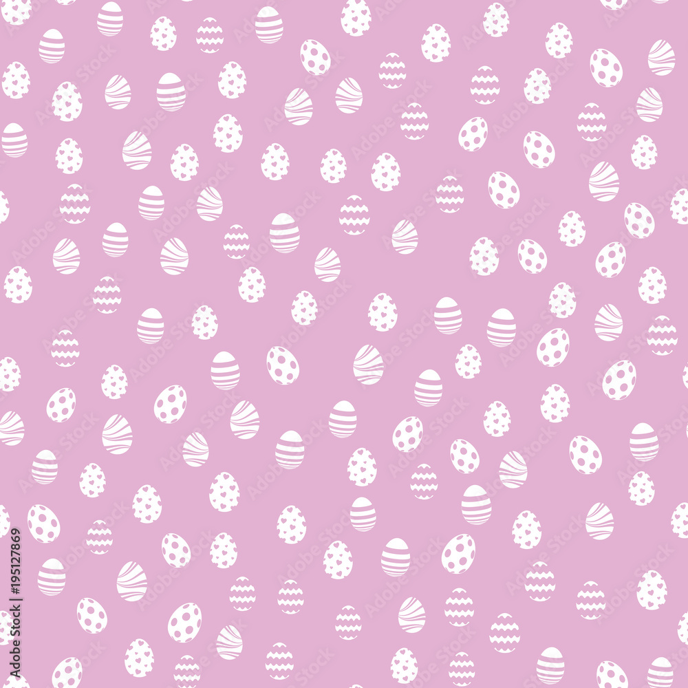 Seamless Easter pattern with white eggs on pink  