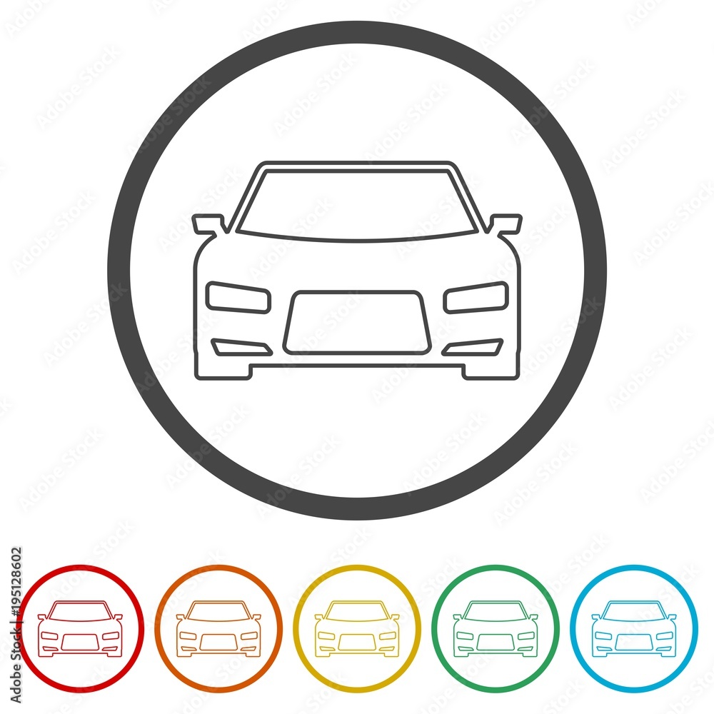Car icon set, 6 Colors Included Car icon set, 6 Colors Included