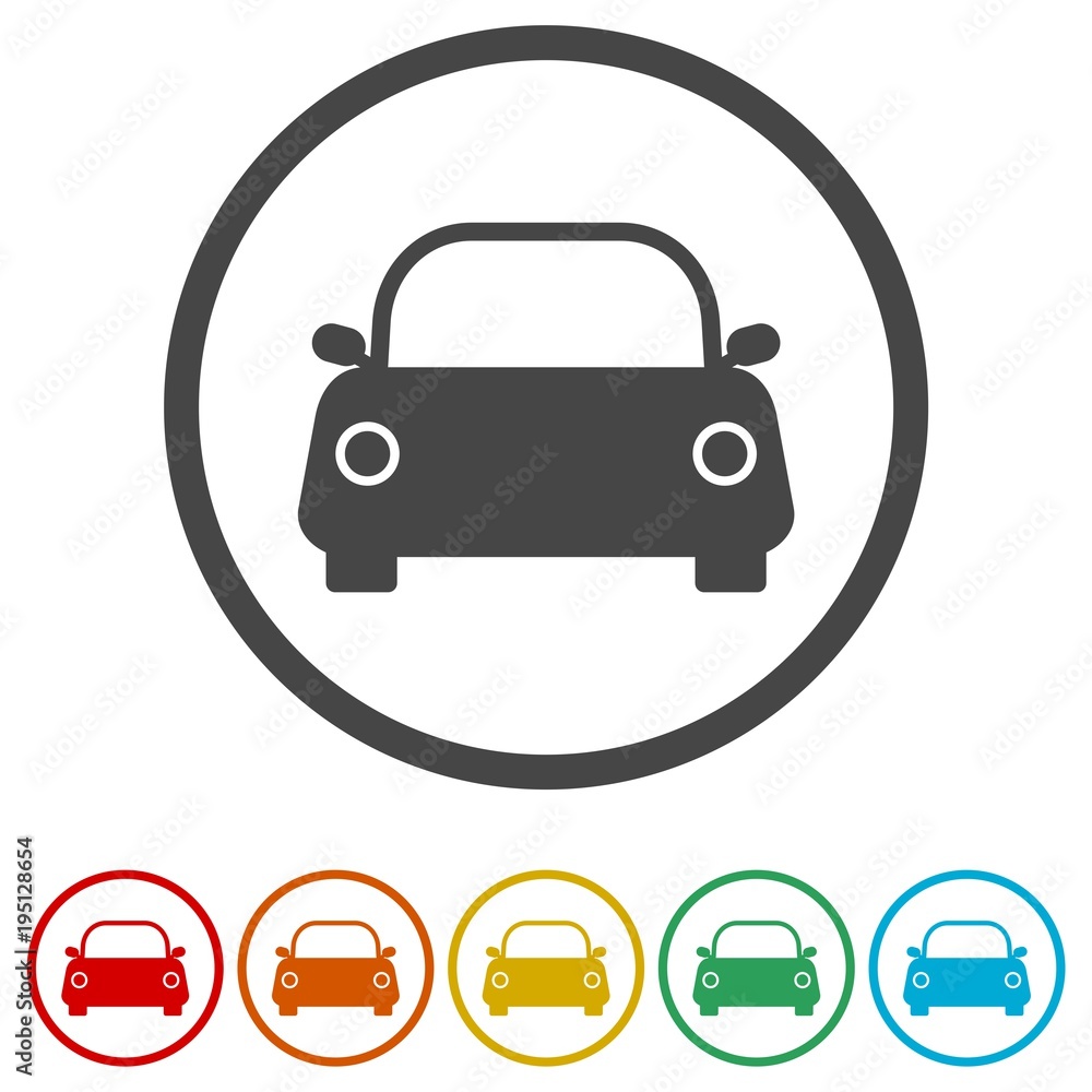Car icon set, 6 Colors Included Car icon set, 6 Colors Included