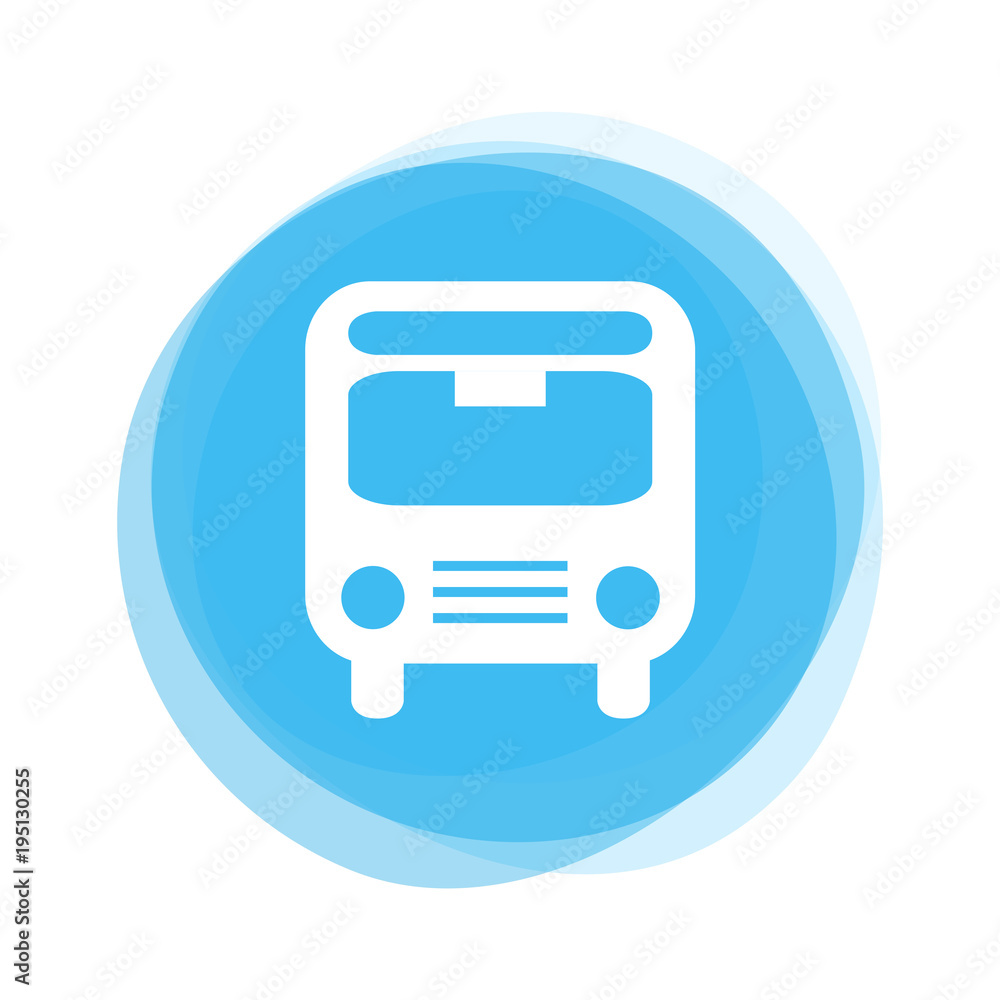 Weißer Bus auf hellblauem Button Weißer Bus auf hellblauem Button