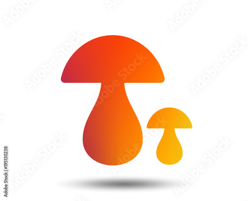 Mushroom sign icon. Boletus mushroom symbol. Blurred gradient design element. Vivid graphic flat icon. Vector