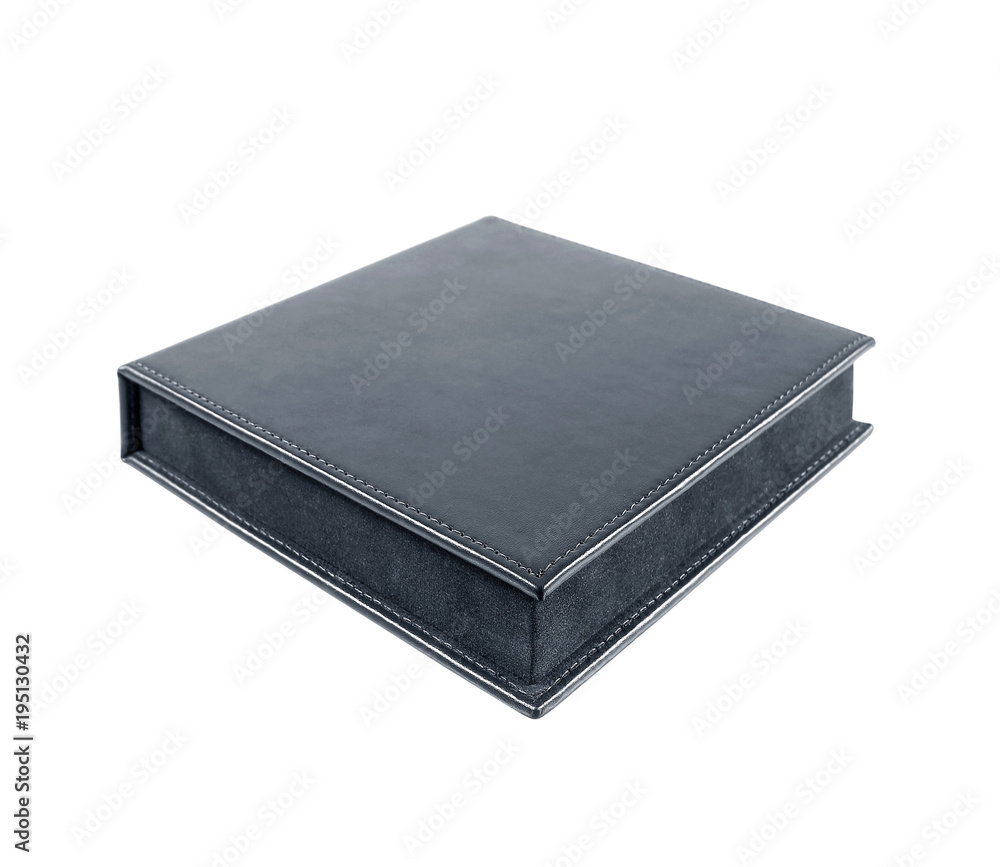 black leather box on white background black leather box on white background