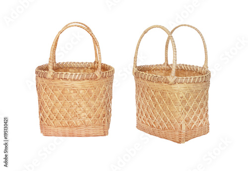 bamboo basket for Market Shopping isolated on white