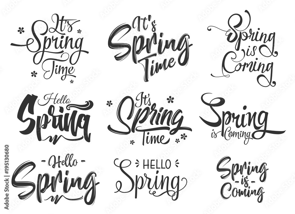 Hello Spring hand Lettering set Hello Spring hand Lettering set