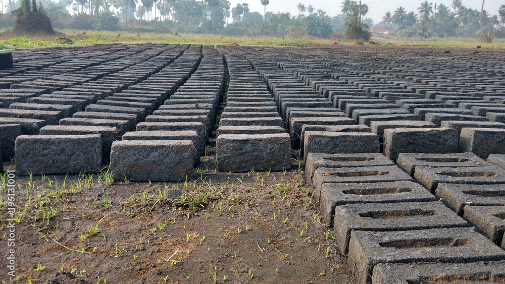 gray brick field
