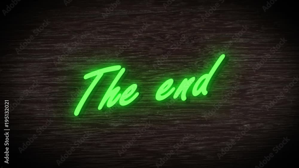 4K Green The end Text Sign