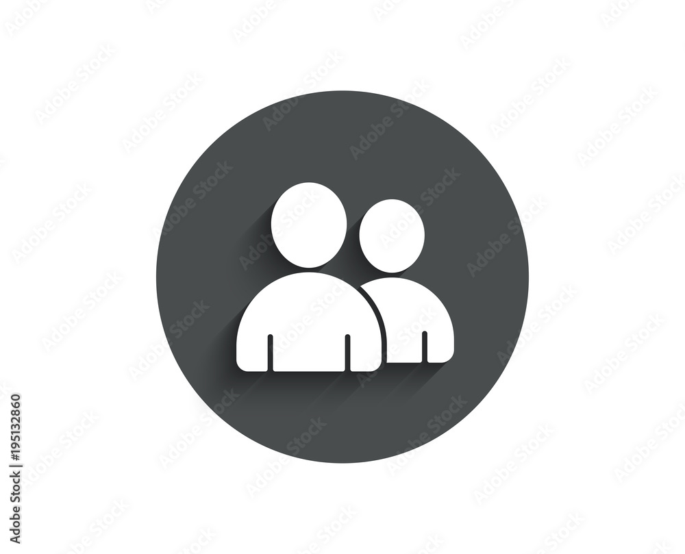 User simple icon. Couple or Group sign. Person silhouette symbol. Circle flat button with shadow. Vector User simple icon. Couple or Group sign. Person silhouette symbol. Circle flat button with shadow. Vector