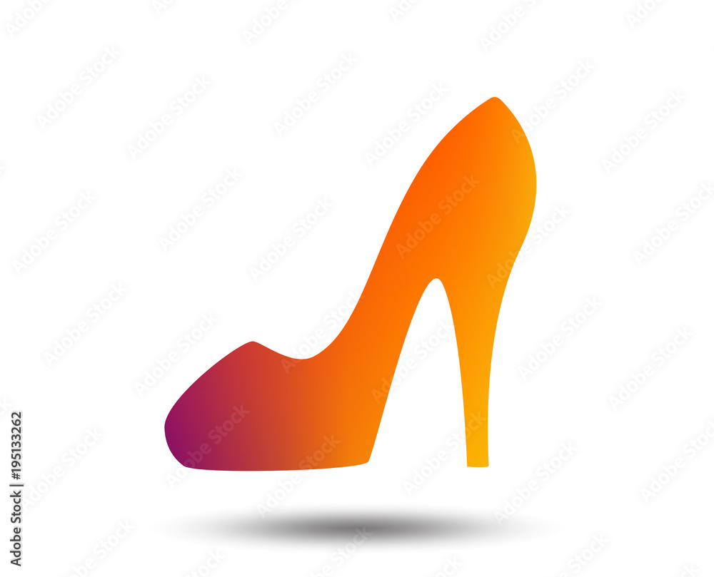 Women sign. Women's shoe icon. High heels shoe symbol. Blurred gradient  design element. Vivid graphic flat icon. Vector Stock Vector | Adobe Stock