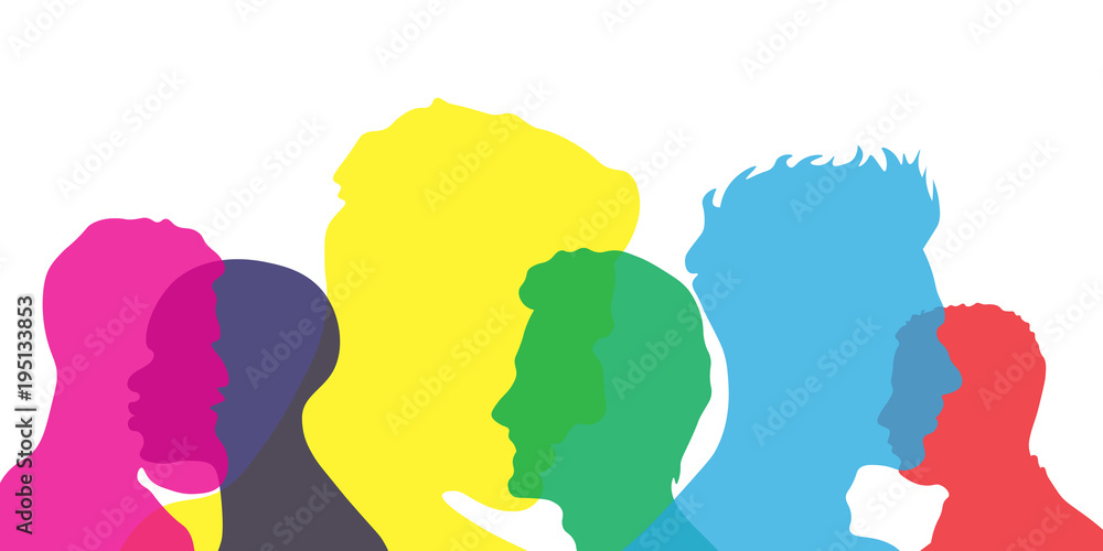 Group of men heads in different colors