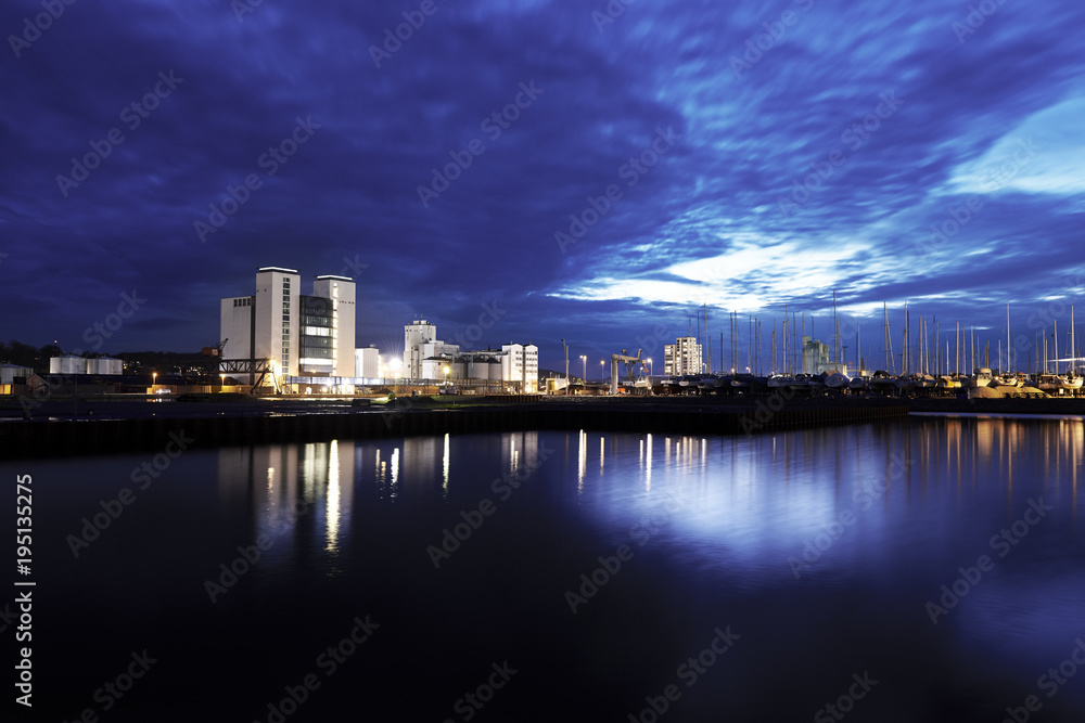 Skyscraber with seaview by night