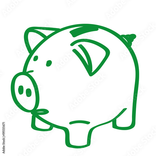 Handgezeichnetes Sparschwein in grün