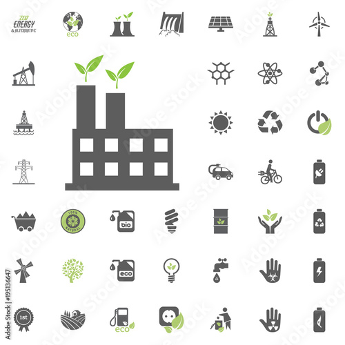 Power station icon. Eco and Alternative Energy vector icon set. Energy source electricity power resource set vector.