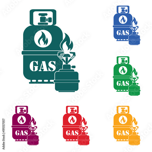 Camping stove with gas bottle icon
