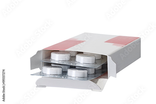 Box with packing of tablets