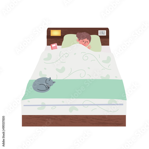 ベッドで眠る　女性　イラスト
