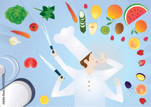 A chef  cartoon character  a perfect hand gesture (ID: 195138092)