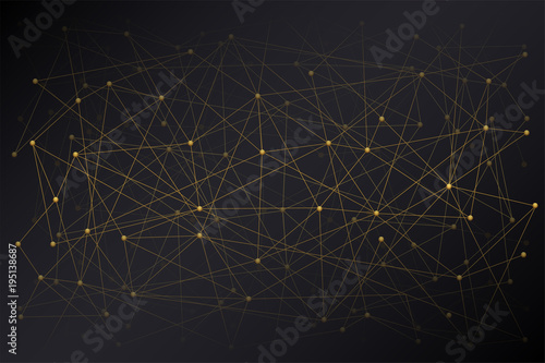 Abstract Digital background of Science or Blockchain. Molecules or blocks are connected in space. Vector Illustration.