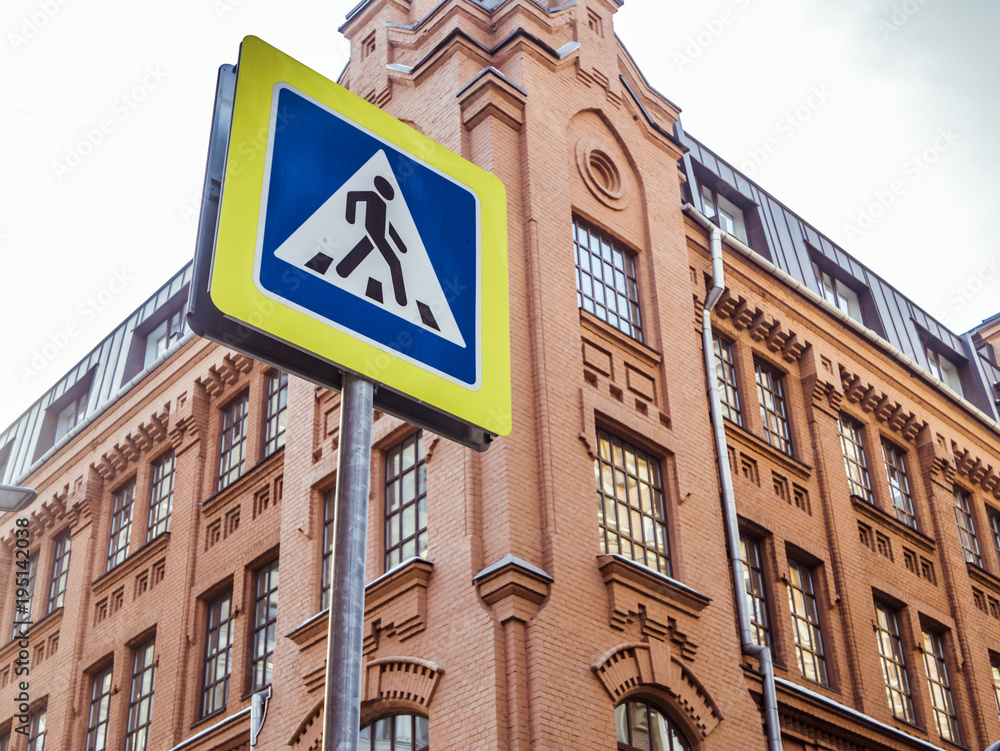Obraz premium crosswalk sign outside street europe