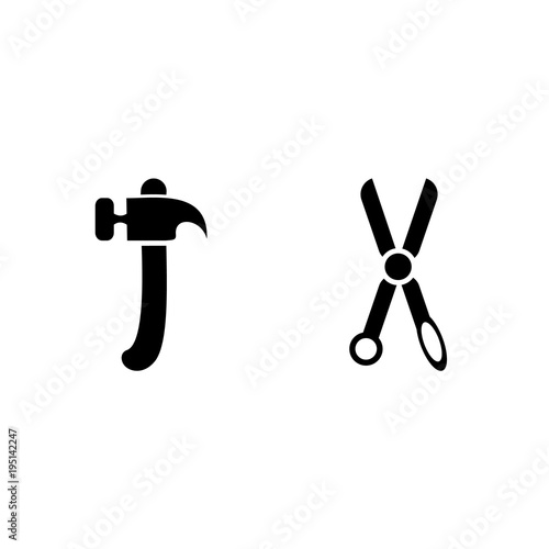 icon Instruments And Tools with nai, work , scissor, garage and construction