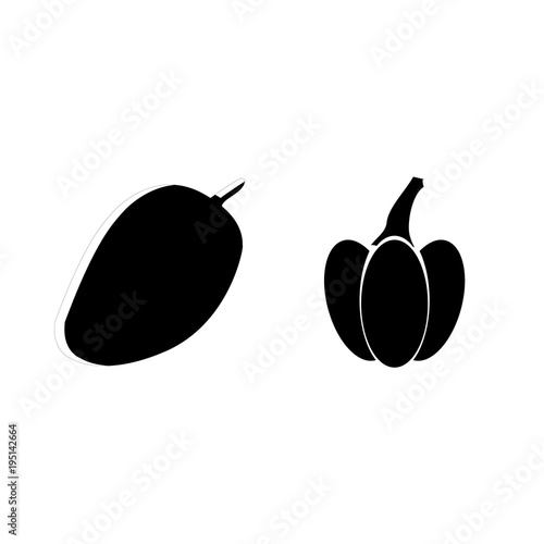 icon Fruits And Vegetables with apricot, vegetable, spic, apricot plum and vitamin