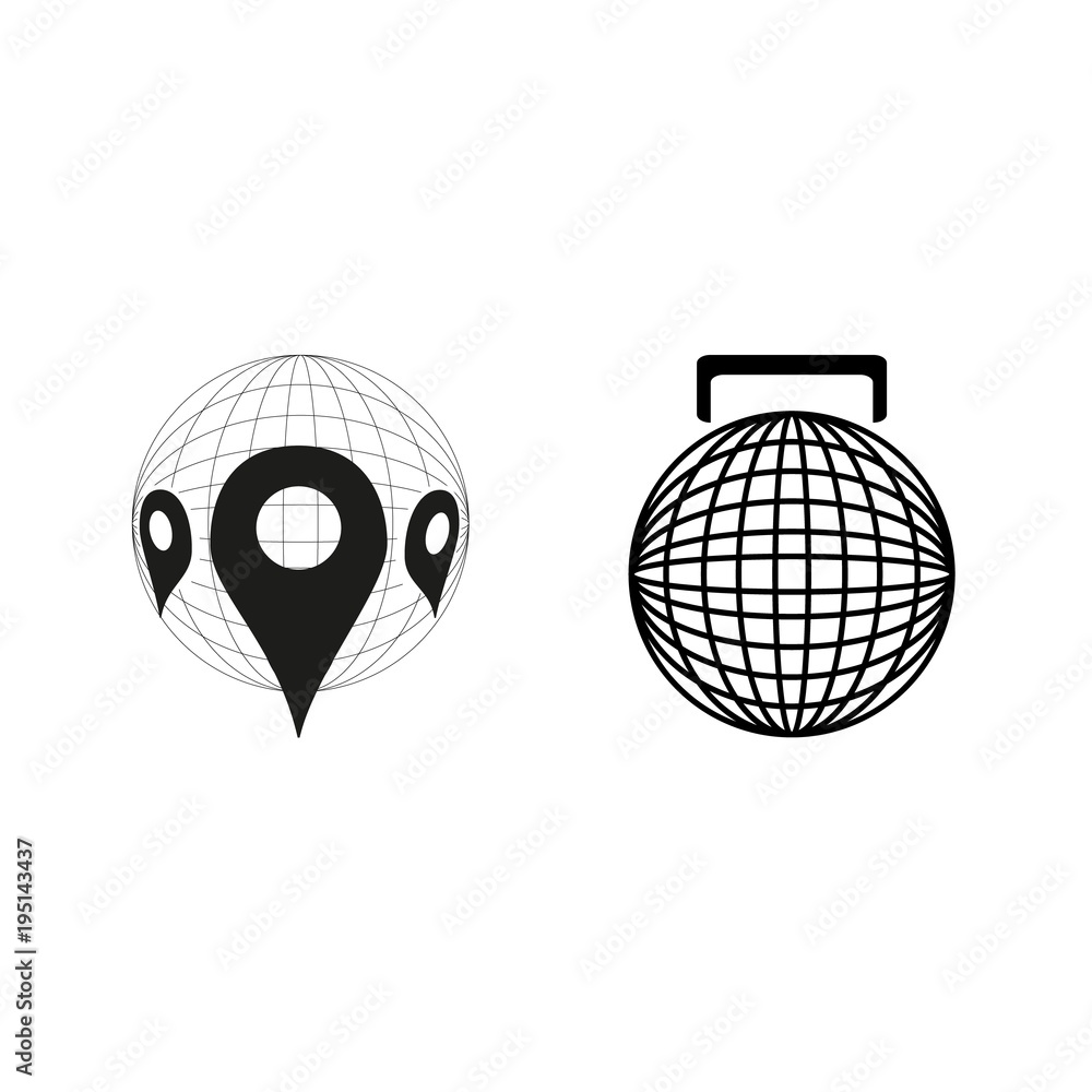 icon Travel with world, earth, map pin, global and map icon Travel with world, earth, map pin, global and map