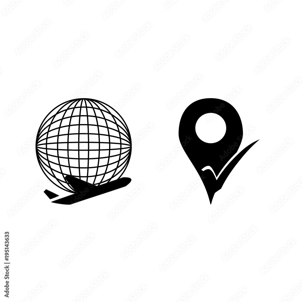 icon Travel with approved, airline, jet, element and map icon Travel with approved, airline, jet, element and map