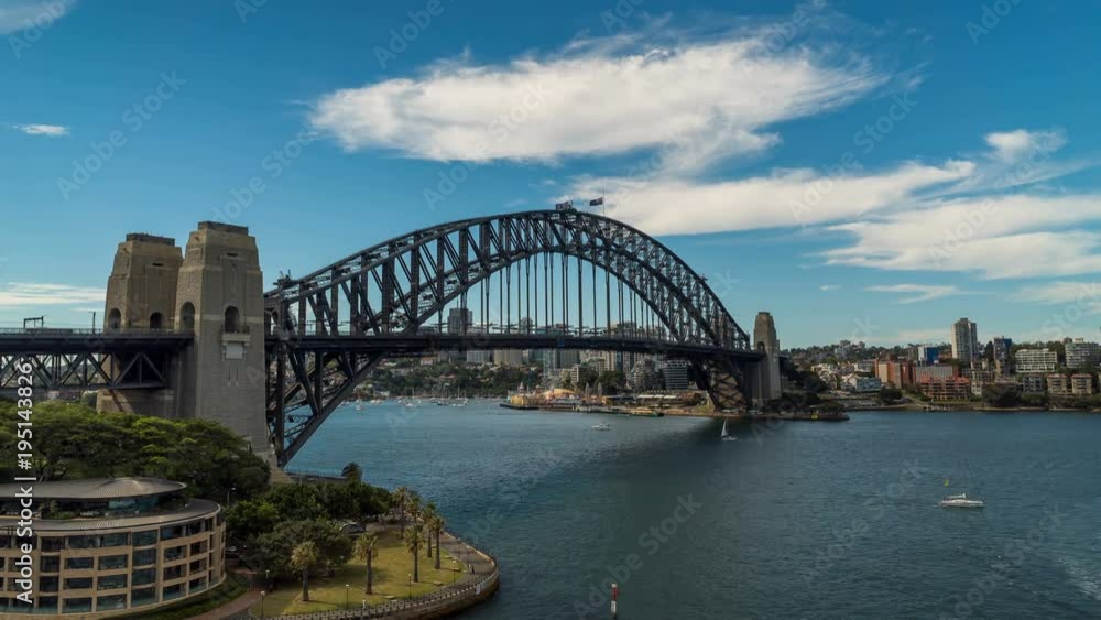 Sydney Harbour Bridge scenic view time lapse from high angle. Sydney Harbour Bridge scenic view time lapse from high angle.