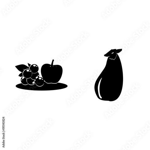 icon Fruits And Vegetables with viand, jelly apple, apple, vitamins and vitamin