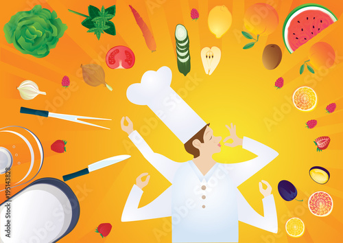 A chef  cartoon character  a perfect hand gesture (ID: 195143828)